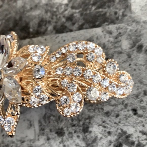 (2 for $10) NWOT Rhinestone / Gold Hair Clip - Picture 2 of 5